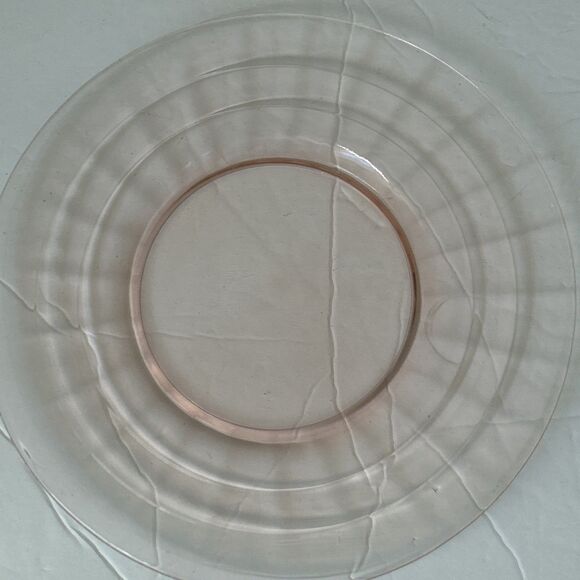 Set Of 4 Optic Pink Depression Glass 8” Plates 1930’s Anchor Hocking Vintage - Picture 2 of 5